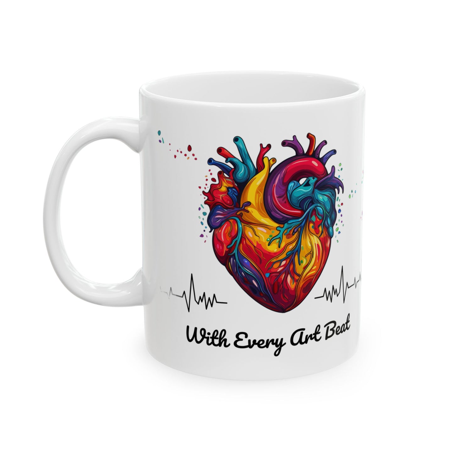 Heart Beat Art Ceramic Mug - Unique Gift for Medical Professionals, Coffee Lovers, Valentine's Day, Home Decor, Inspirational