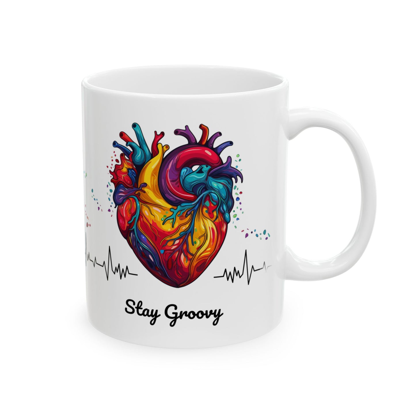 Heart Beat Art Ceramic Mug - Unique Gift for Medical Professionals, Coffee Lovers, Valentine's Day, Home Decor, Inspirational