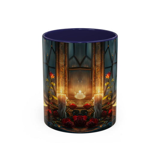 Candlelight Study Mug, Gothic Book and Roses Coffee Cup, Cozy Dark Academia Library Gift, Anniversary, Soft Atmosphere