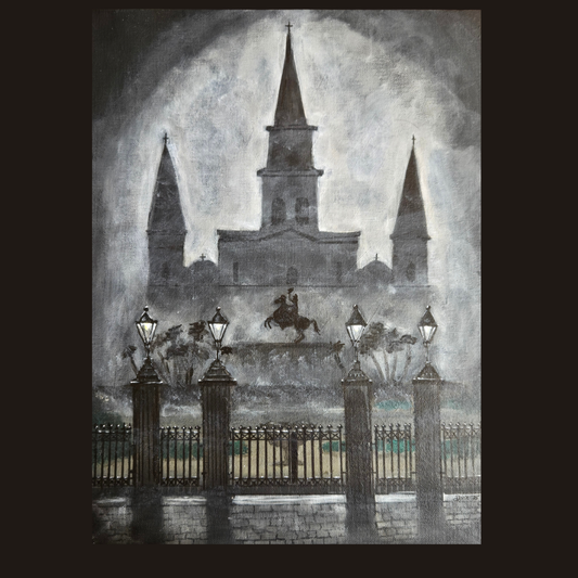 Original Jackson Square New Orleans~NOT A PRINT~12x16 Canvas Panel~Moody~Gothic~NOLA Art*Sign