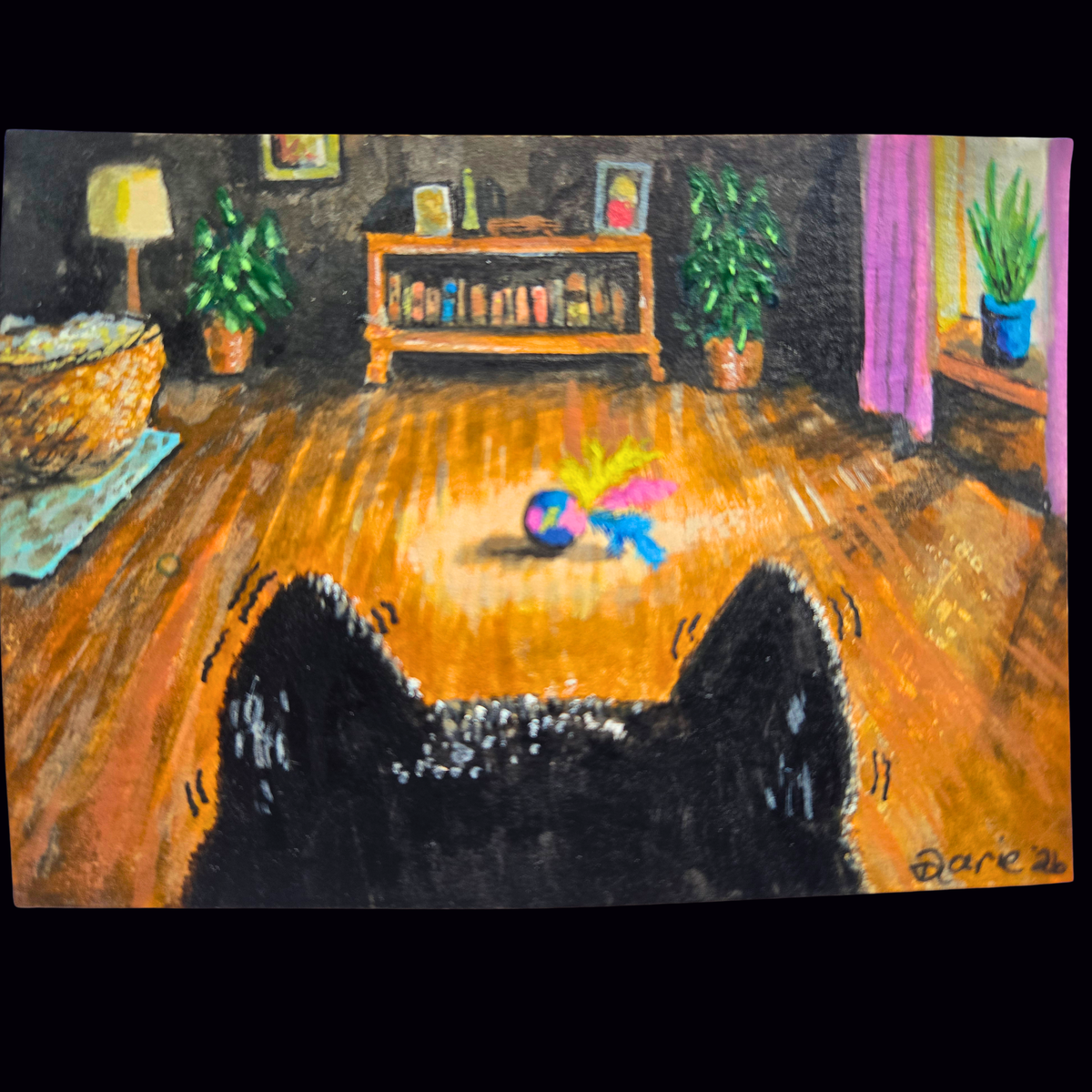 I’m Going Over There… Eventually – Original Hopper Cat Art~NOT A PRINT~Original Acrylic ACEO *Signed Art 2.5 x 3.5