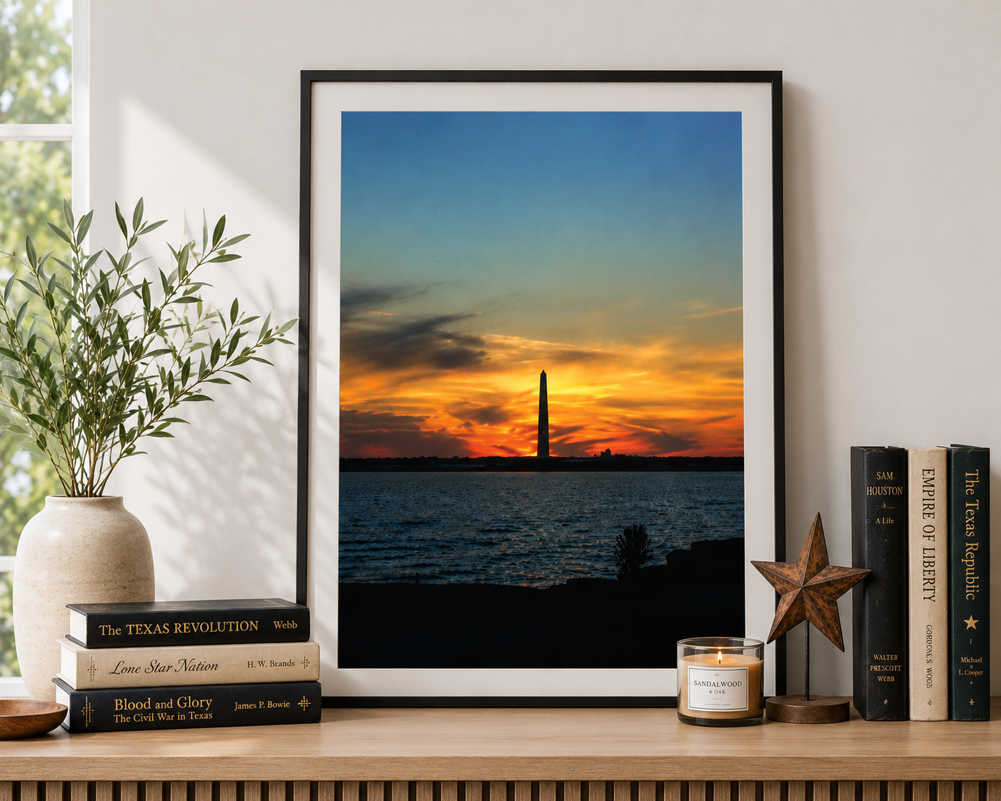 San Jacinto Monument at Sunset – Texas History Fine Art Print