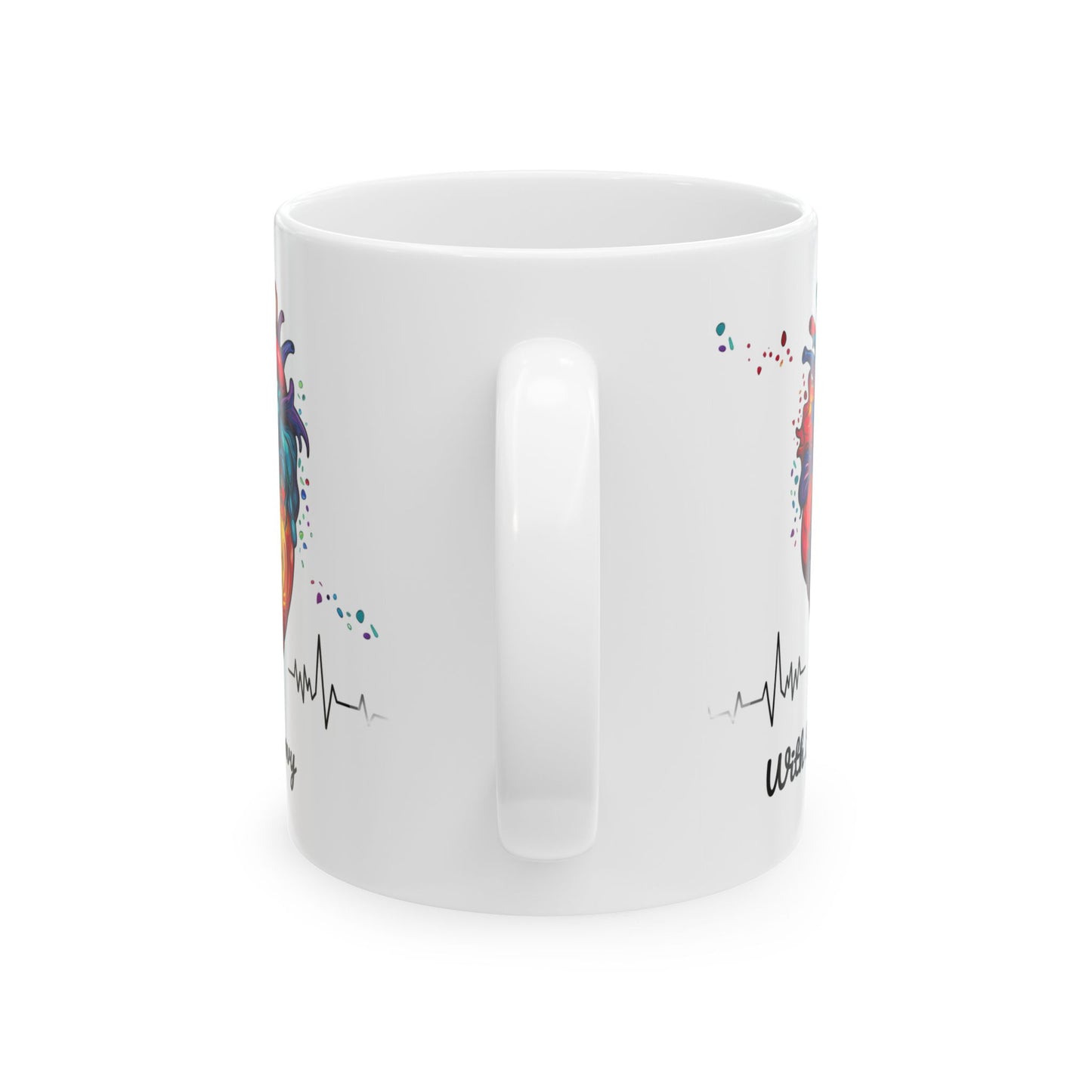 Heart Beat Art Ceramic Mug - Unique Gift for Medical Professionals, Coffee Lovers, Valentine's Day, Home Decor, Inspirational