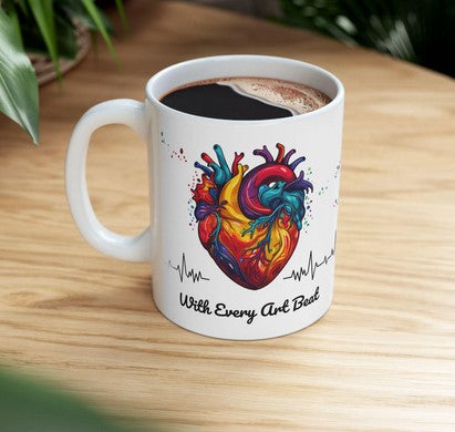 Heart Beat Art Ceramic Mug - Unique Gift for Medical Professionals, Coffee Lovers, Valentine's Day, Home Decor, Inspirational