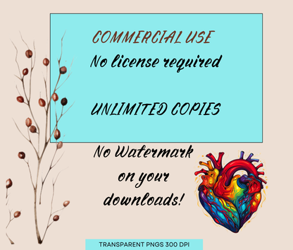 Groovy Human Heart | Anatomy Clipart | Heart Clipart | Medical Graphics | Anatomic Heart | Valentines Art | Medical Png Svg | Commercial Use