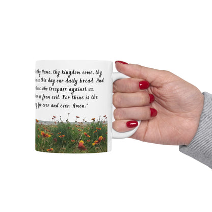 Lords Prayer Mug - Christian Scripture Coffee Cup, Galveston Bay Photo, Faith Gift, Bible Verse Mug, Prayer Morning Devotional Cup