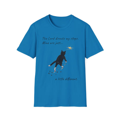 The Lord Directs My Steps Wobbly Cat Shirt | Christian Cat T-Shirt | Faith Based Cat Lover Tee | Original Hopper Artwork