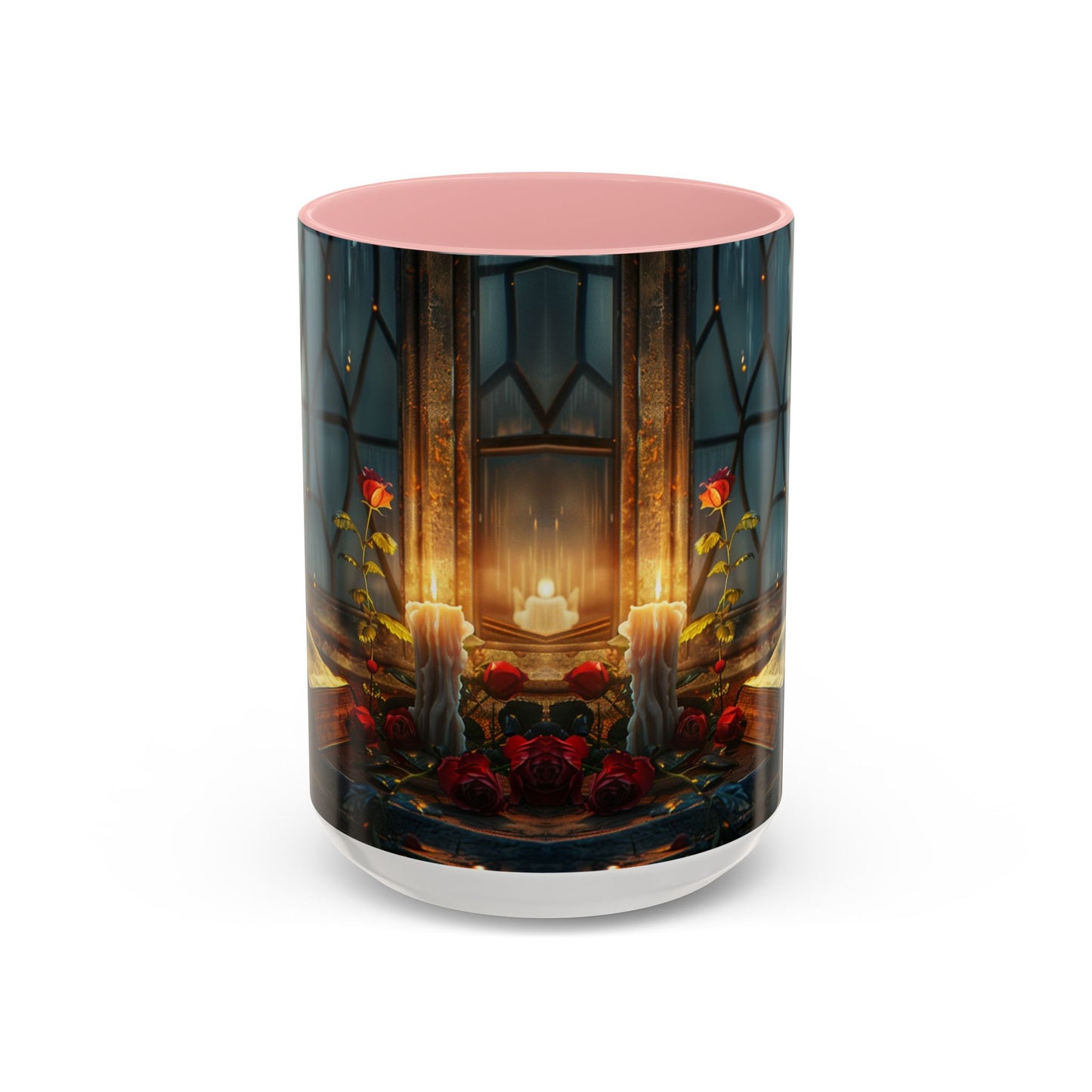 Candlelight Study Mug, Gothic Book and Roses Coffee Cup, Cozy Dark Academia Library Gift, Anniversary, Soft Atmosphere