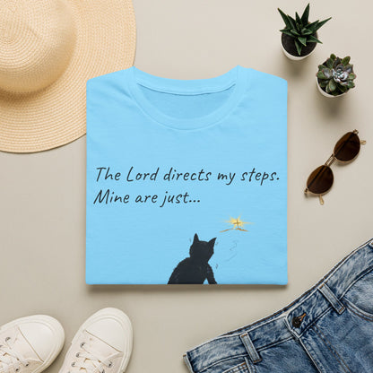 The Lord Directs My Steps Wobbly Cat Shirt | Christian Cat T-Shirt | Faith Based Cat Lover Tee | Original Hopper Artwork