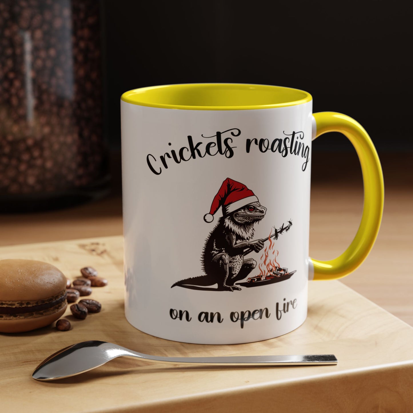 Crickets Roasting Bearded Dragon Christmas Mug Funny Reptile Lover Gift Lizard Holiday Coffee Cup Cute Beardie Pet Present