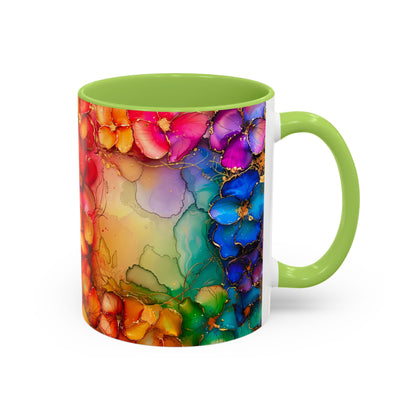 Vibrant Geode Heart Mug, Alcohol Ink Abstract Rainbow Coffee Cup, Colorful Crystal Art Design, Positive Energy Gift, Artistic Boho Mug
