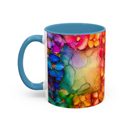 Vibrant Geode Heart Mug, Alcohol Ink Abstract Rainbow Coffee Cup, Colorful Crystal Art Design, Positive Energy Gift, Artistic Boho Mug