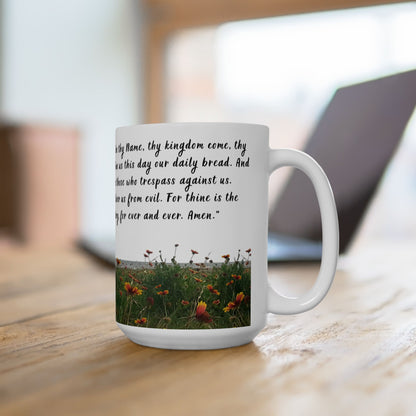 Lords Prayer Mug - Christian Scripture Coffee Cup, Galveston Bay Photo, Faith Gift, Bible Verse Mug, Prayer Morning Devotional Cup