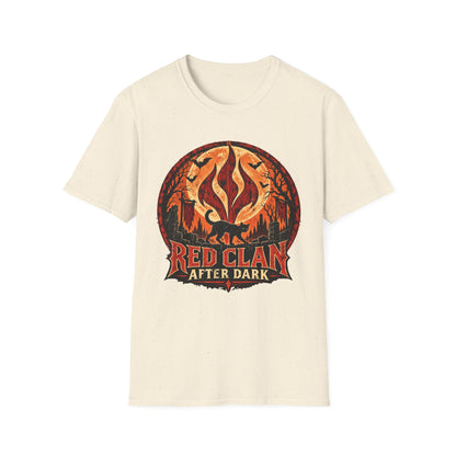 Red Clan After Dark Shirt, Black Cat Halloween Tee, Gothic Fantasy Shirt, Spooky Moon Graphic Tee, Dark Fantasy Halloween T-Shirt