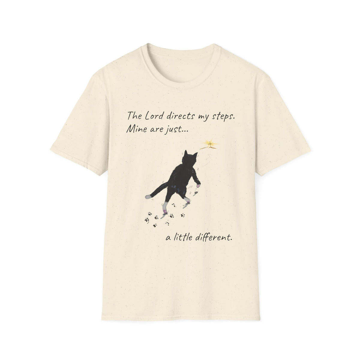 The Lord Directs My Steps Wobbly Cat Shirt | Christian Cat T-Shirt | Faith Based Cat Lover Tee | Original Hopper Artwork