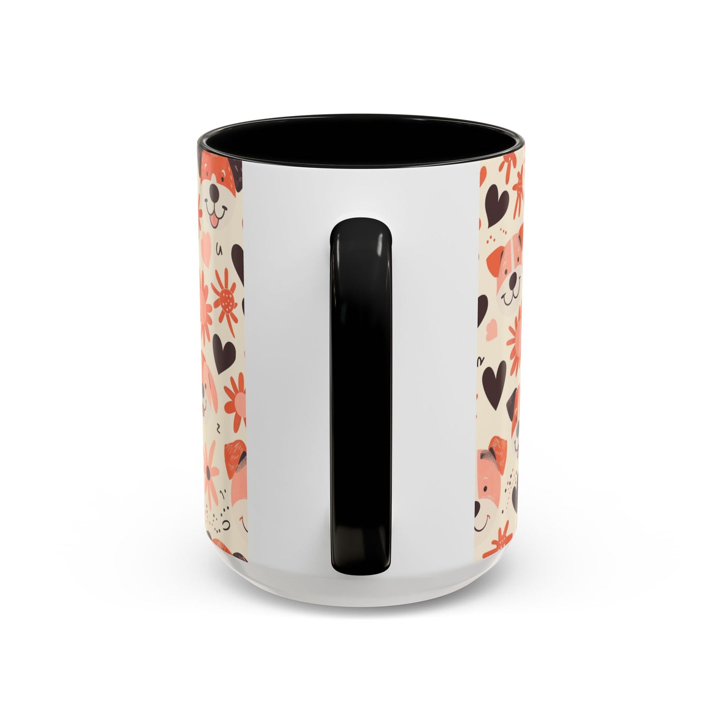 Sweet Puppy Mug, Peach and Cream Dog Lover Coffee Cup, Cute Floral Animal PatternDog Mom Gift