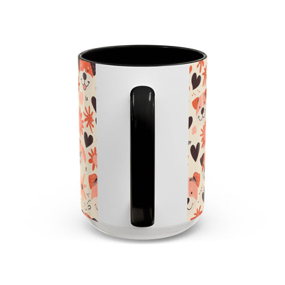 Sweet Puppy Mug, Peach and Cream Dog Lover Coffee Cup, Cute Floral Animal PatternDog Mom Gift