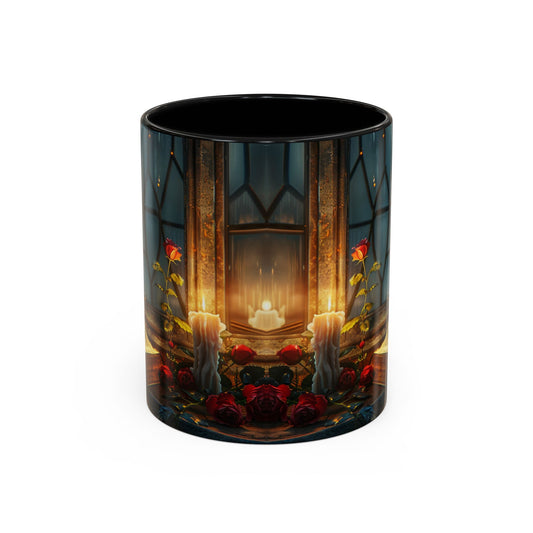 Candlelight Study Mug, Gothic Book and Roses Coffee Cup, Cozy Dark Academia Library Gift, Anniversary, Soft Atmosphere