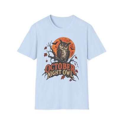 October Night Owl T-Shirt | Halloween Owl Moon Tee