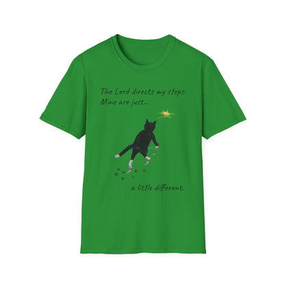 The Lord Directs My Steps Wobbly Cat Shirt | Christian Cat T-Shirt | Faith Based Cat Lover Tee | Original Hopper Artwork