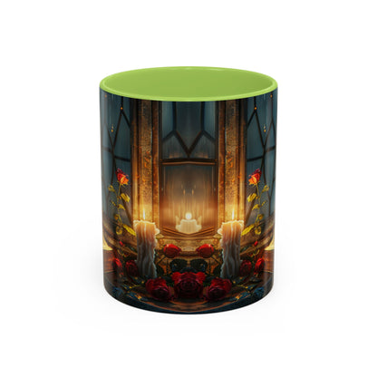 Candlelight Study Mug, Gothic Book and Roses Coffee Cup, Cozy Dark Academia Library Gift, Anniversary, Soft Atmosphere