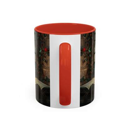 Candlelight Study Mug, Gothic Book and Roses Coffee Cup, Cozy Dark Academia Library Gift, Anniversary, Soft Atmosphere