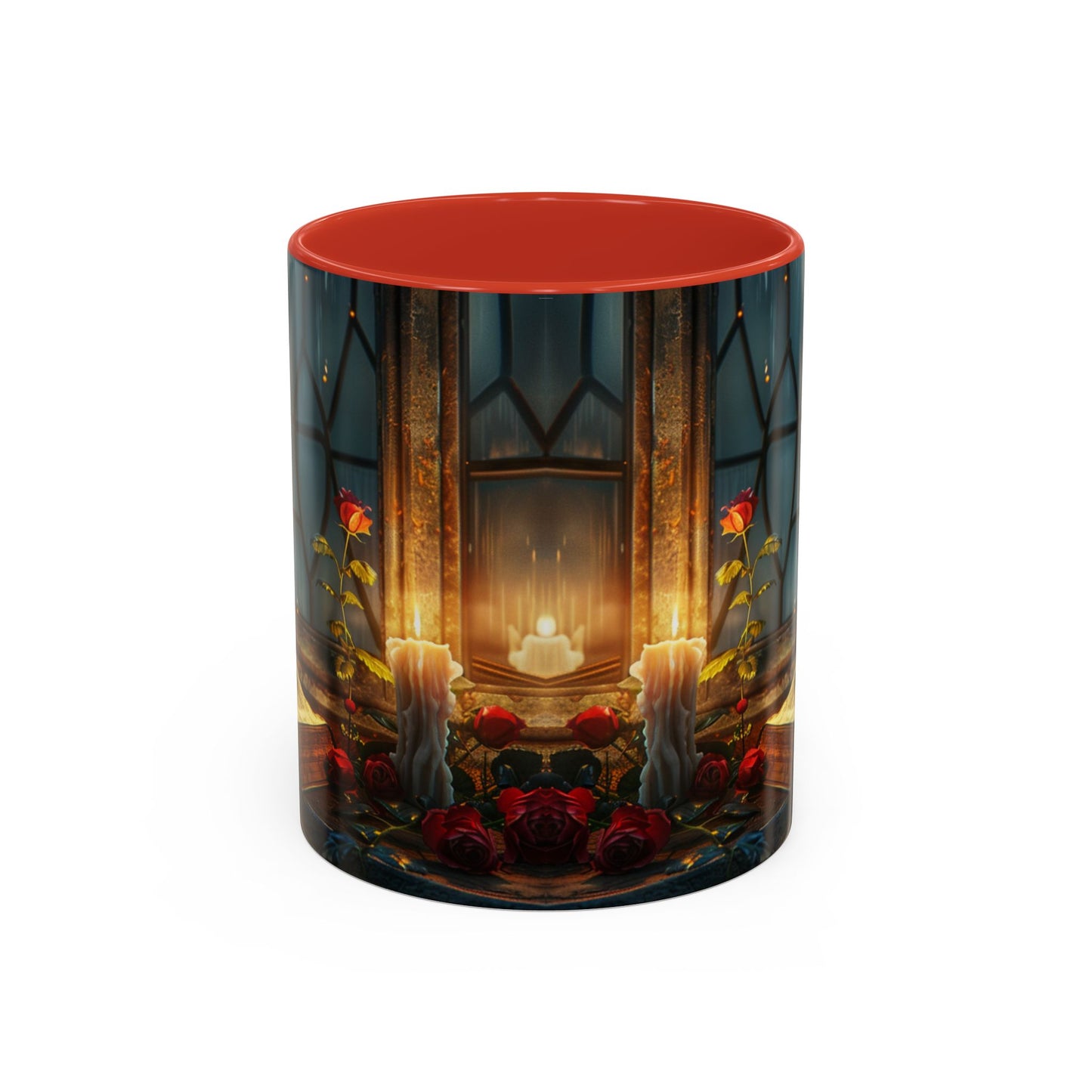 Candlelight Study Mug, Gothic Book and Roses Coffee Cup, Cozy Dark Academia Library Gift, Anniversary, Soft Atmosphere