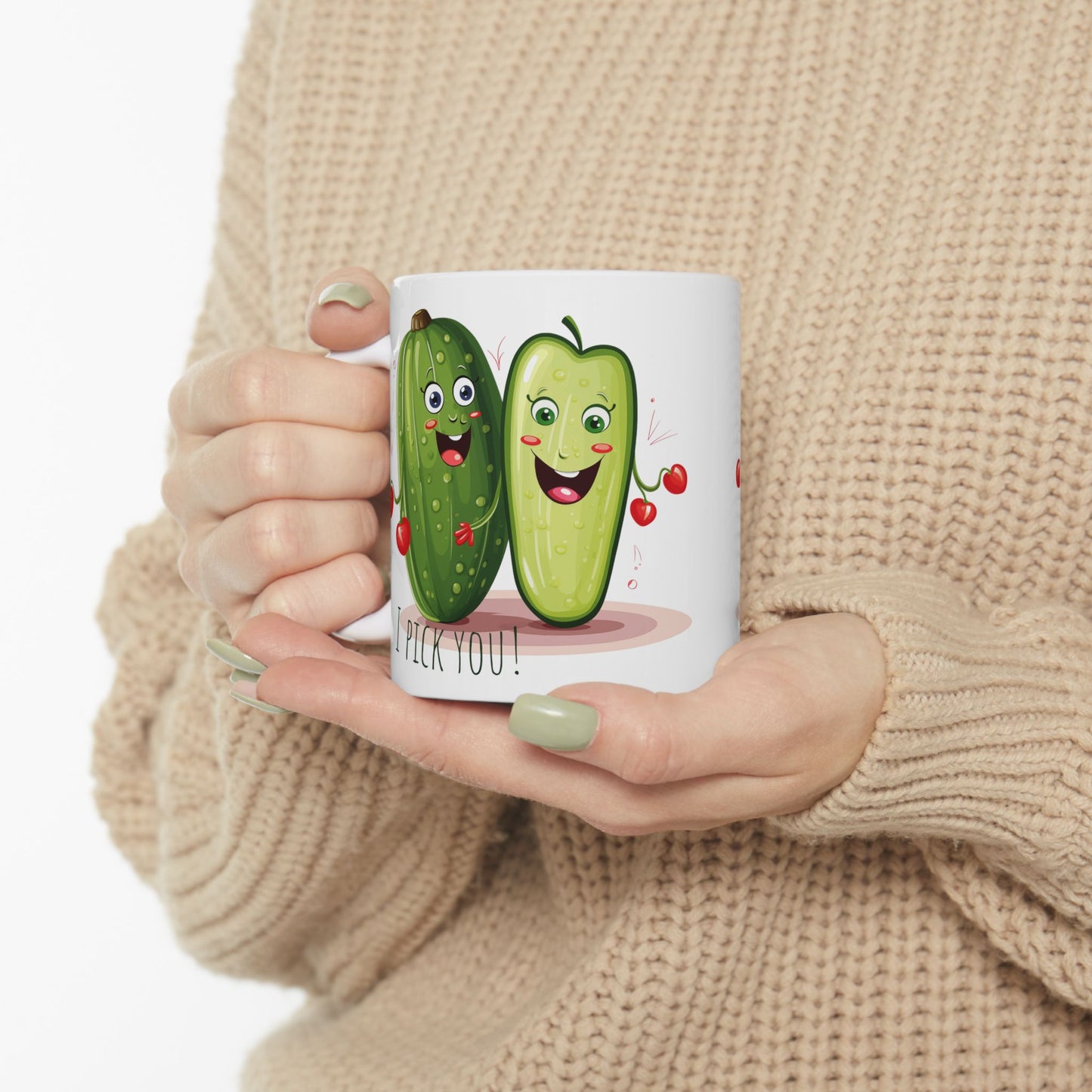 I Pick You Mug – Cute Pickle Valentine Gift – Funny Pun Coffee Cup