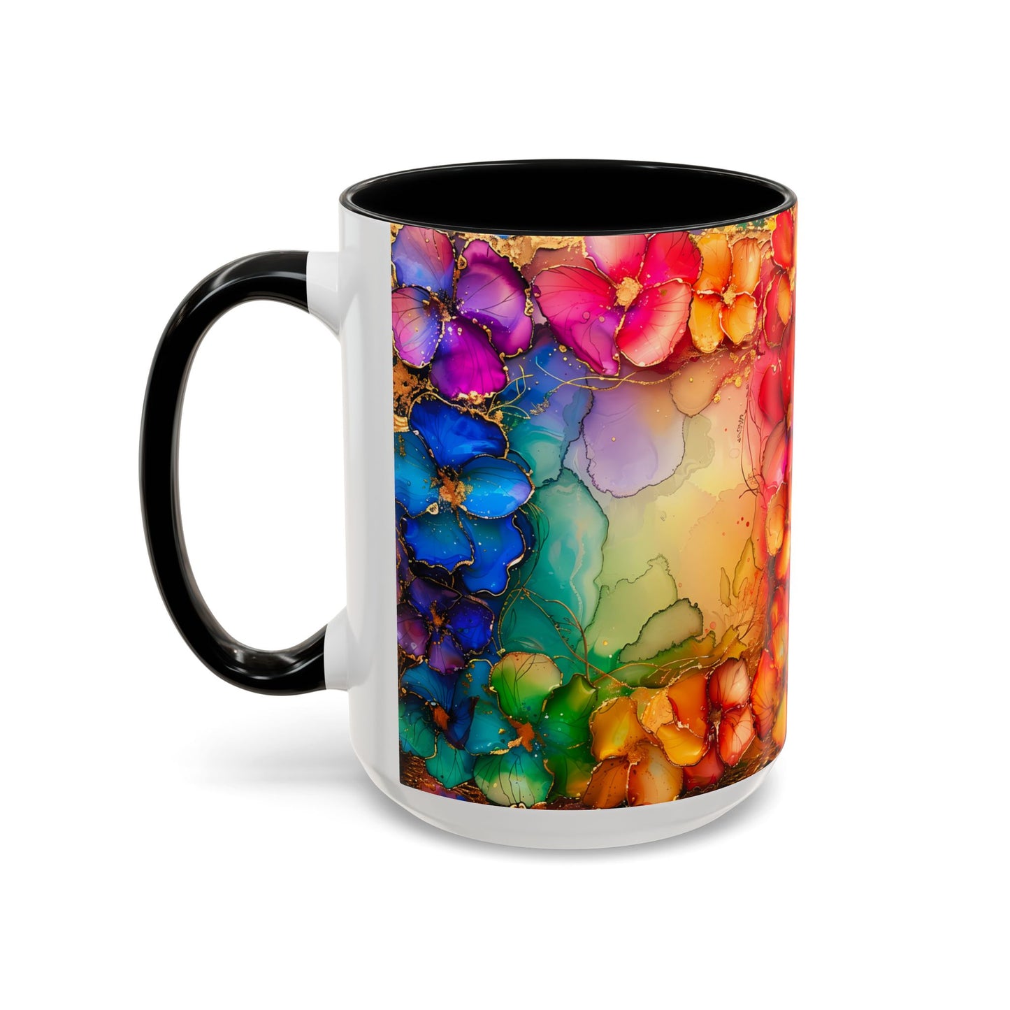 Vibrant Geode Heart Mug, Alcohol Ink Abstract Rainbow Coffee Cup, Colorful Crystal Art Design, Positive Energy Gift, Artistic Boho Mug