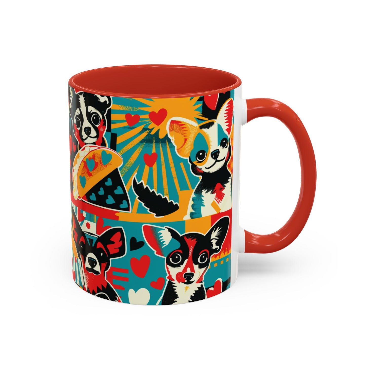 Viva Chihuahua Pop Art Mug, Colorful Fiesta Dog Coffee Cup, Fun Mexican Dog Lover Gift