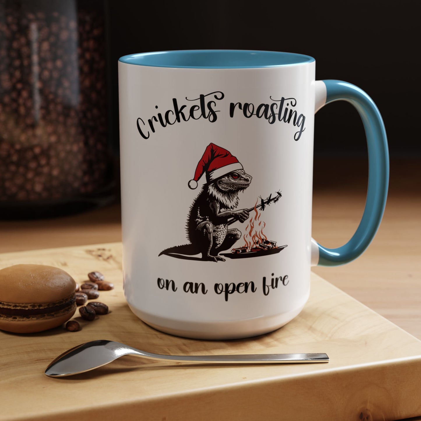 Crickets Roasting Bearded Dragon Christmas Mug Funny Reptile Lover Gift Lizard Holiday Coffee Cup Cute Beardie Pet Present