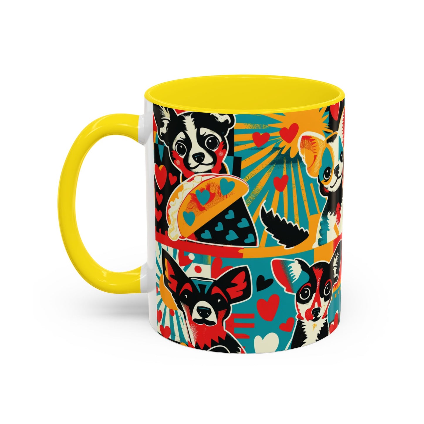 Viva Chihuahua Pop Art Mug, Colorful Fiesta Dog Coffee Cup, Fun Mexican Dog Lover Gift