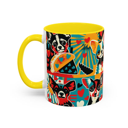 Viva Chihuahua Pop Art Mug, Colorful Fiesta Dog Coffee Cup, Fun Mexican Dog Lover Gift