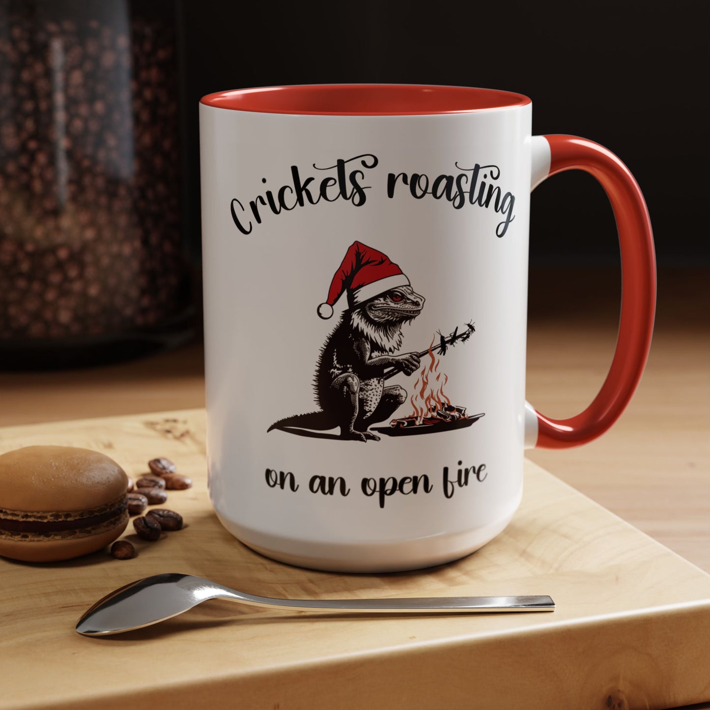 Crickets Roasting Bearded Dragon Christmas Mug Funny Reptile Lover Gift Lizard Holiday Coffee Cup Cute Beardie Pet Present