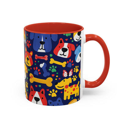 Whimsical Dog-Themed Coffee Mug, Fun Pet Lover Gift, Colorful Animal Cup, Unique Housewarming Present, Dog Owner Accessories