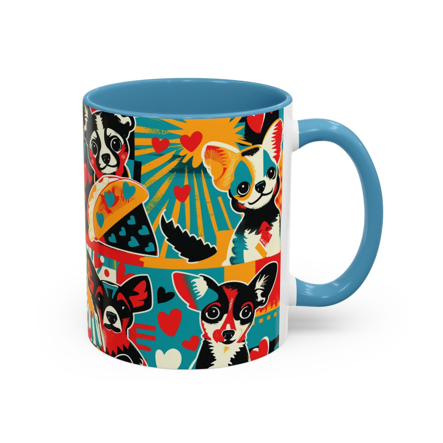 Viva Chihuahua Pop Art Mug, Colorful Fiesta Dog Coffee Cup, Fun Mexican Dog Lover Gift