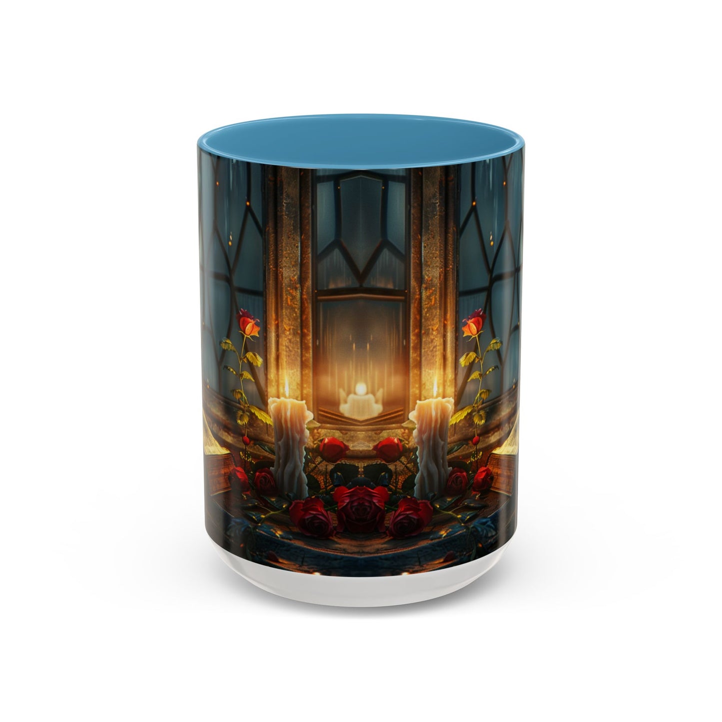 Candlelight Study Mug, Gothic Book and Roses Coffee Cup, Cozy Dark Academia Library Gift, Anniversary, Soft Atmosphere