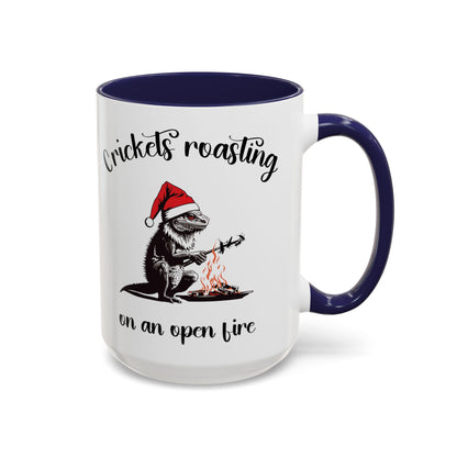 Crickets Roasting Bearded Dragon Christmas Mug Funny Reptile Lover Gift Lizard Holiday Coffee Cup Cute Beardie Pet Present