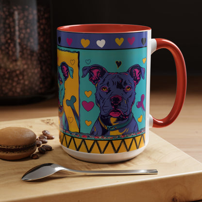 Colorful Pit Bull Pop Art Mug | Dog Lover Gift | Accent Coffee Mug 11oz 15oz
