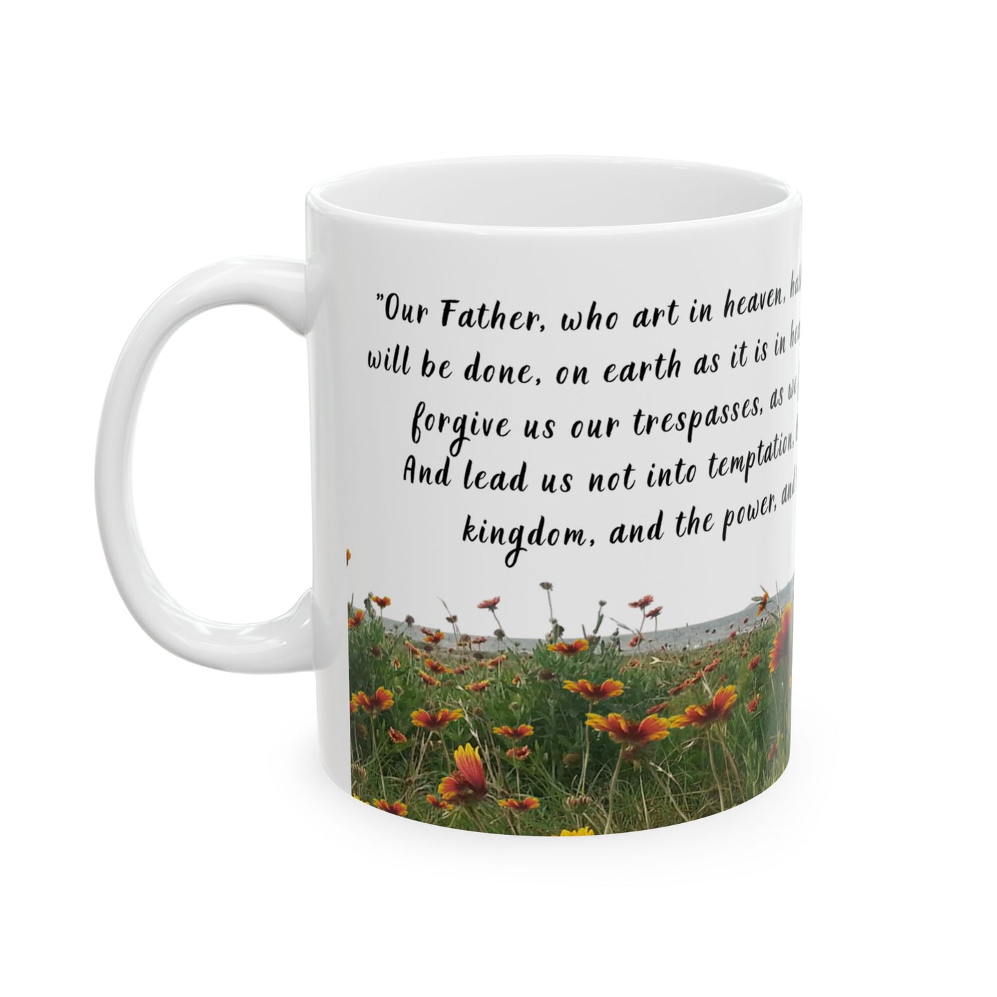 Lords Prayer Mug - Christian Scripture Coffee Cup, Galveston Bay Photo, Faith Gift, Bible Verse Mug, Prayer Morning Devotional Cup