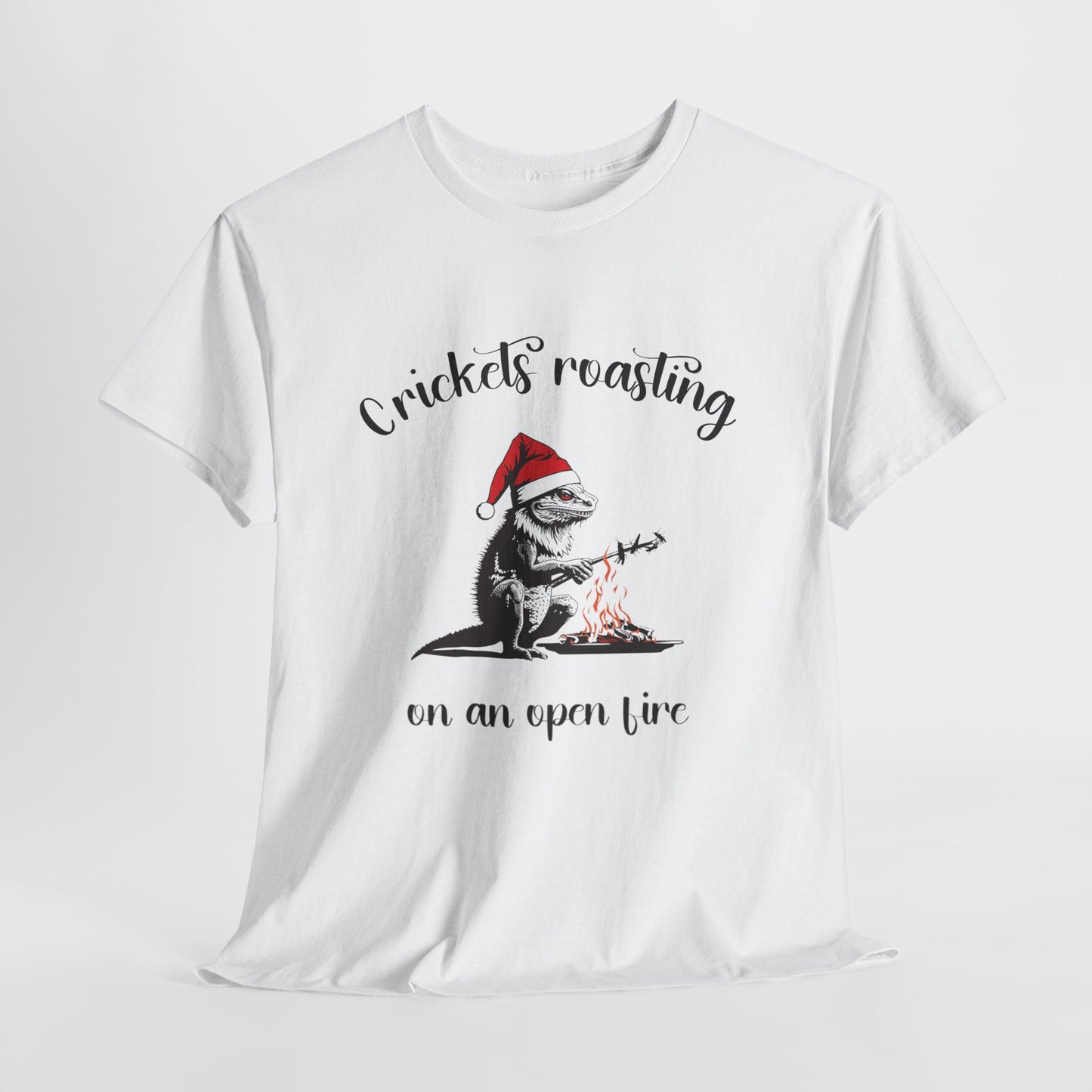 Crickets Roasting Bearded Dragon Christmas Shirt Funny Reptile Lover Tee Cute Lizard Holiday Gift Beardie Pet Graphic TShirt