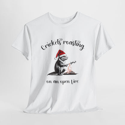 Crickets Roasting Bearded Dragon Christmas Shirt Funny Reptile Lover Tee Cute Lizard Holiday Gift Beardie Pet Graphic TShirt