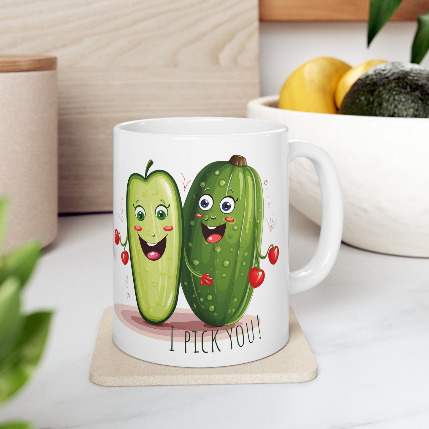 I Pick You Mug – Cute Pickle Valentine Gift – Funny Pun Coffee Cup