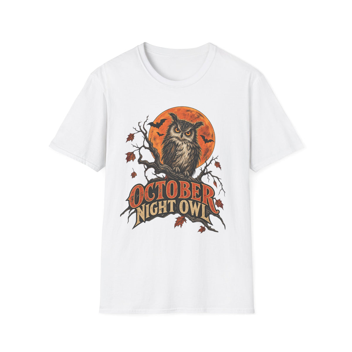 October Night Owl T-Shirt | Halloween Owl Moon Tee