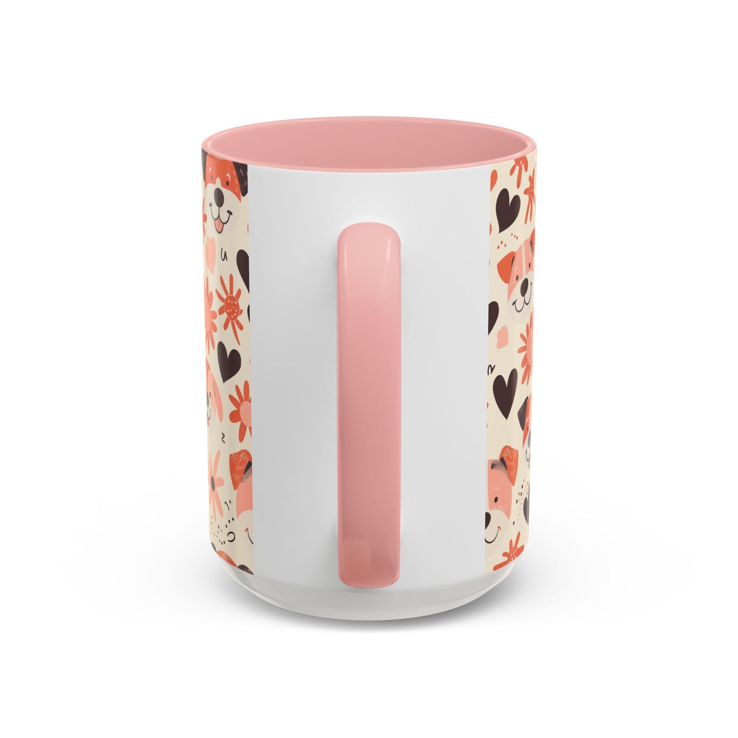 Sweet Puppy Mug, Peach and Cream Dog Lover Coffee Cup, Cute Floral Animal PatternDog Mom Gift