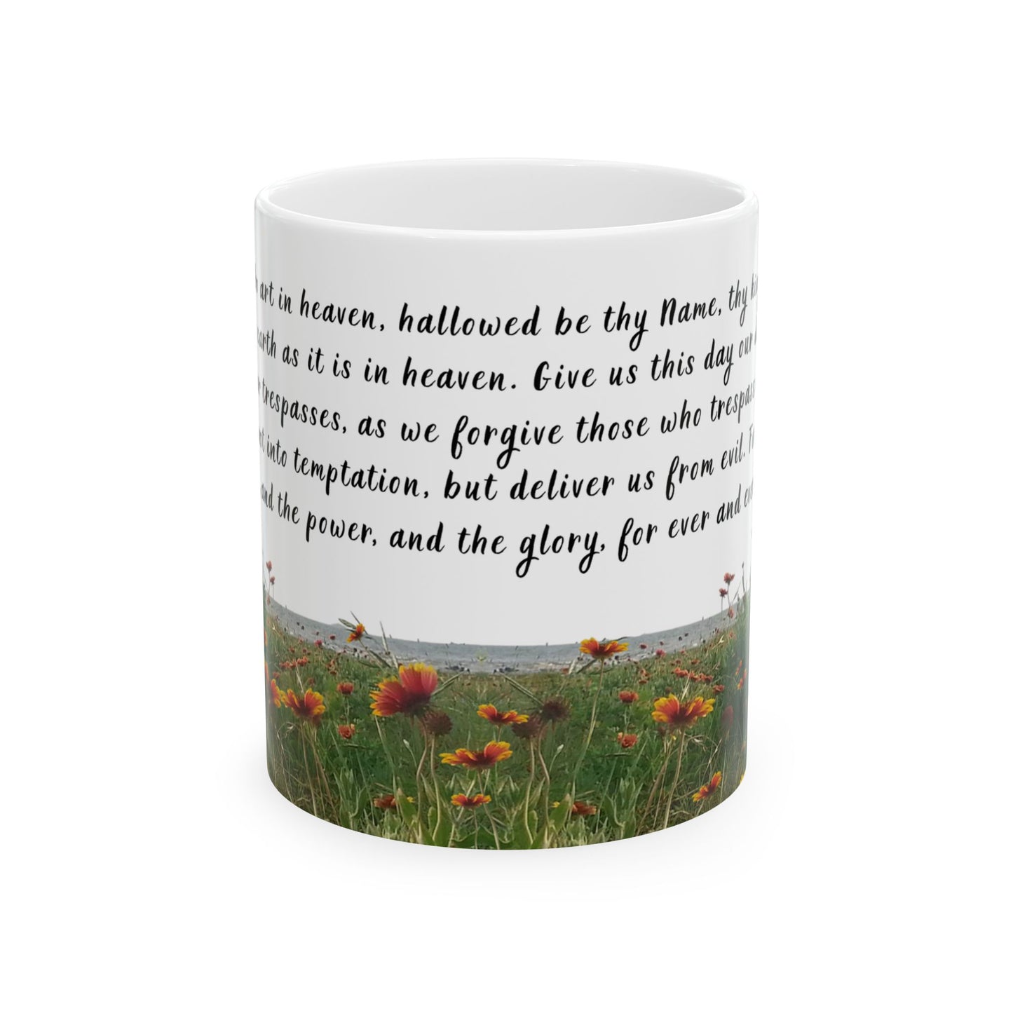 Lords Prayer Mug - Christian Scripture Coffee Cup, Galveston Bay Photo, Faith Gift, Bible Verse Mug, Prayer Morning Devotional Cup