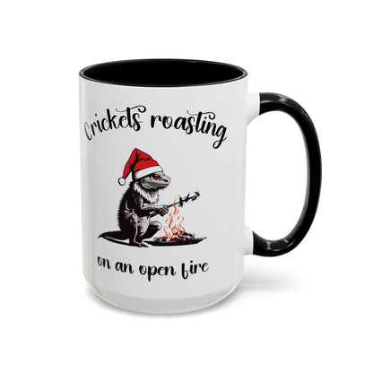 Crickets Roasting Bearded Dragon Christmas Mug Funny Reptile Lover Gift Lizard Holiday Coffee Cup Cute Beardie Pet Present