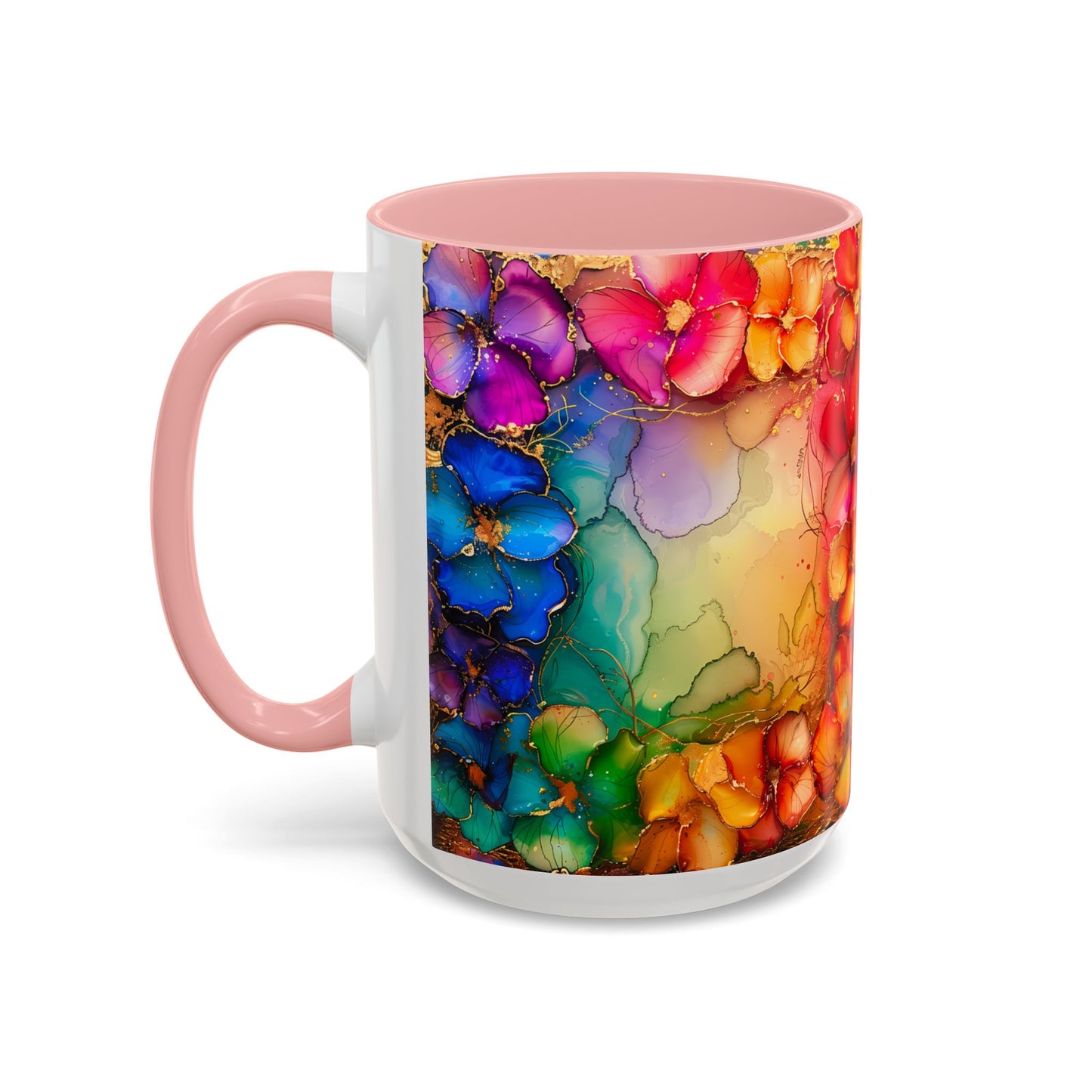 Vibrant Geode Heart Mug, Alcohol Ink Abstract Rainbow Coffee Cup, Colorful Crystal Art Design, Positive Energy Gift, Artistic Boho Mug