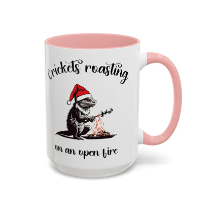 Crickets Roasting Bearded Dragon Christmas Mug Funny Reptile Lover Gift Lizard Holiday Coffee Cup Cute Beardie Pet Present