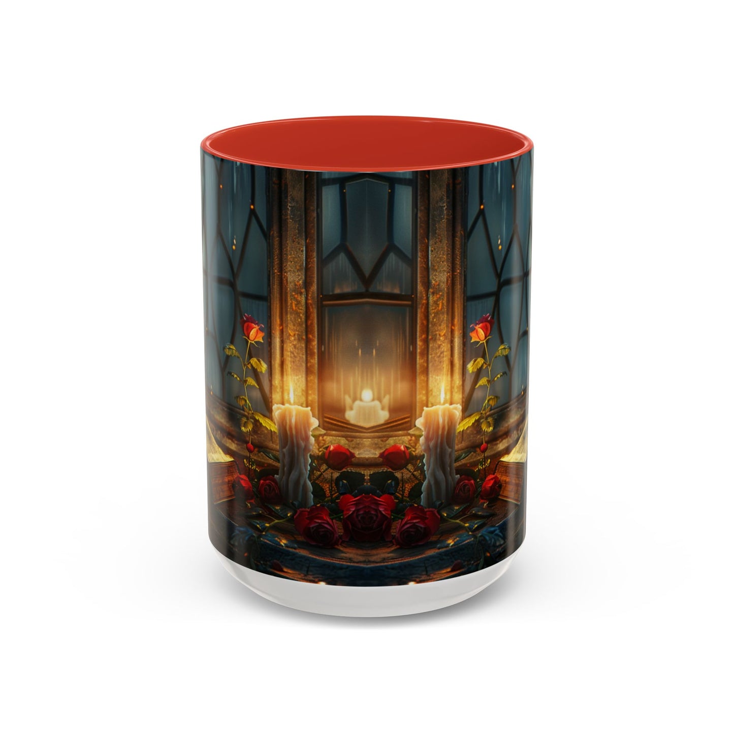 Candlelight Study Mug, Gothic Book and Roses Coffee Cup, Cozy Dark Academia Library Gift, Anniversary, Soft Atmosphere